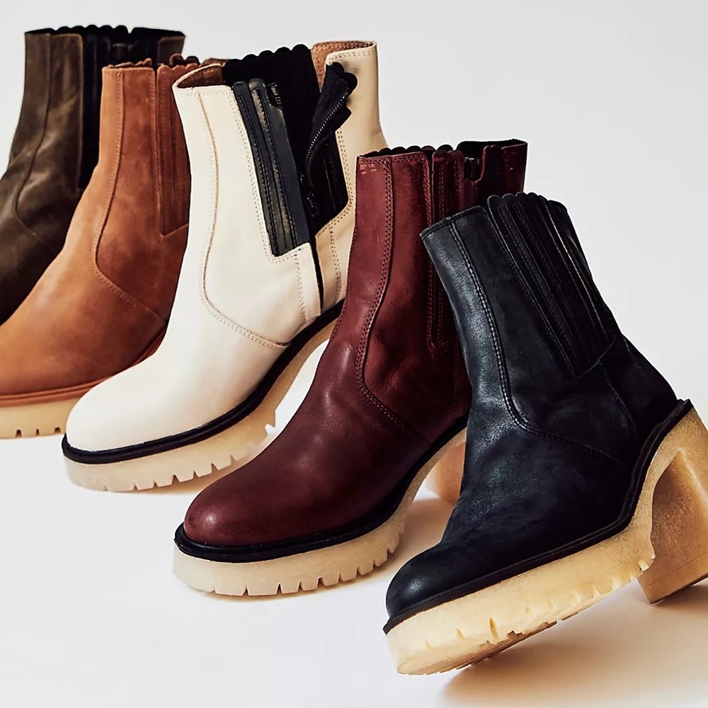 NWT Free People James Chelsea Black Boots Chunky Feels Ankle Booties 38.5 US 8.5 - Picture 1 of 16